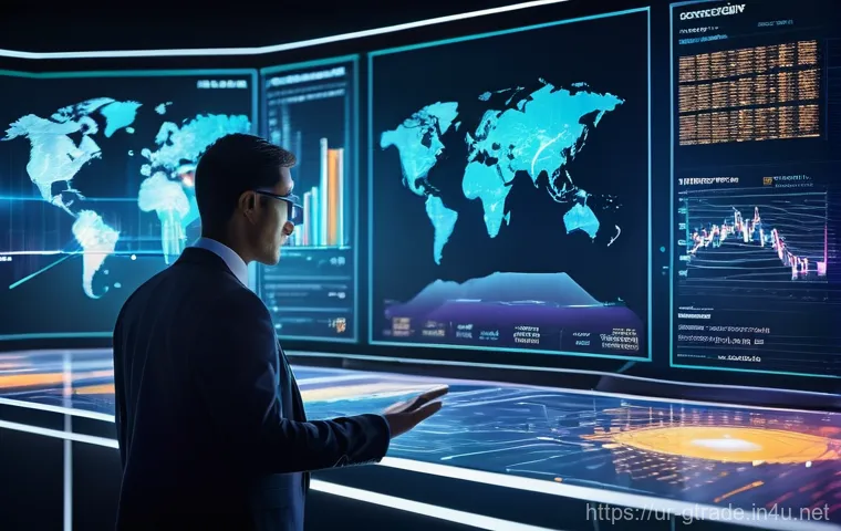 글로벌 무역 데이터 분석 방법 - **Prompt:** A dynamic and modern image depicting a diverse, global marketplace teeming with activity...