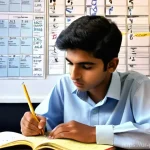 Home 2 무역 전문 자격증 실기 시험 준비법 - **Prompt:** A young Pakistani university student, dressed in a smart, modern shalwar kameez, sits at...